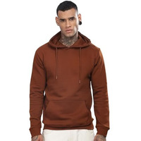 Adro Men's Cotton Neck Hooded Sweatshirt (H24-M-Pln-Br-Xl_Brown)