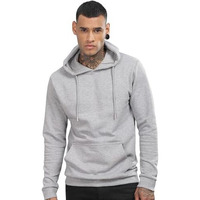 Adro Men's Cotton Neck Hooded Sweatshirt (H24-M-Pln-Gr-S_Grey)