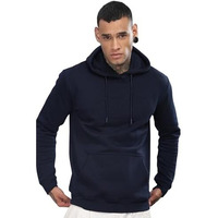 Adro Men's Cotton Neck Hooded Sweatshirt (H24-M-Pln-Nb-M_Navy Blue)