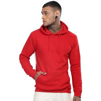 Adro Men's Cotton Neck Hooded Sweatshirt (H24-M-Pln-Rd_Red
