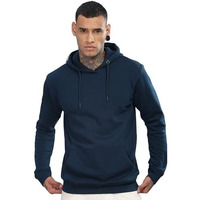 Adro Men's Cotton Neck Hooded Sweatshirt (H24-M-Pln-Sb_Teal