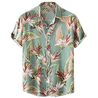 Leriya Fashion Shirt For Men | Tropical Leaf Printed Rayon Shirts For Men | Preppy Short Sleeves | Spread Collared Neck | Perfect For Outing | Beach |(Lf-Ms-6047-M-Green)