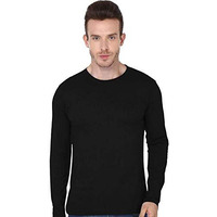 Adro Men's Full Sleeve Cotton T-Shirt (Fs-C-Pln-Bl_Black_S)