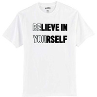 Adro Believe In Yourself Design Printed T-Shirt For Men (Rnr-S36-You-Wh_White_2Xl)