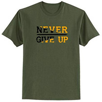 Adro Naver Give Up Design Printed T-Shirt For Men (Rnr-S36-Ngu-Ol_Olive_Xl)