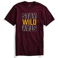 Adro Men's Stay Wild Typography Printed Cotton T-Shirt (Rnr-M-Wild-Mr_Maroon_2Xl)
