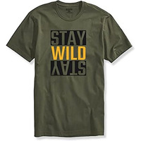 Adro Men's Stay Wild Typography Printed Cotton T-Shirt (Rnr-M-Wild-Ol_Olive_L)