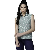 Oomph! Summer Shirts For Women, Floral Printed, Green