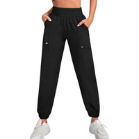 Leriya Fashion High Waist Trouser For Women | Summer Track Pants | Korean Trousers | Joggers Pants (Medium, Black)