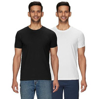 Xyxx Men's Solid Regular Fit T-Shirt (Xy_Cr15_Tshirt_2_Pitch Black+Polar White
