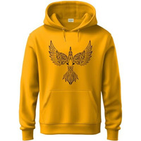 Adro Men's Cotton Neck Hooded Sweatshirt (H24-Bird-Mu_Mustard