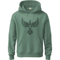 Adro Men's Cotton Neck Hooded Sweatshirt (H24-Bird-Pt_Pista