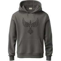 Adro Men's Cotton Neck Hooded Sweatshirt (H24-Bird-Sg_Steel Grey