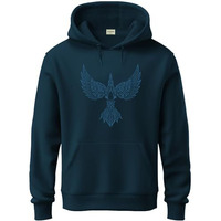Adro Men's Cotton Neck Hooded Sweatshirt (H24-Bird-Sb_Teal