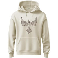 Adro Men's Cotton Neck Hooded Sweatshirt (H24-Bird-Ws_White Sand