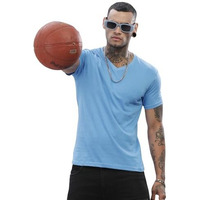 Adro V-Neck T Shirt For Men, 100% Cotton Vneck Tshirt Is Ideal For Casual Wear, Workouts And Loungewear, Adding A Stylish Touch.|Vn24-Pln-Sk-Xl Sky Blue
