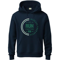 Adro Men's Cotton Neck Hooded Sweatshirt (H24-Fast-Nb_Navy Blue