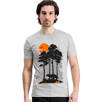 Adro Mens Sun Printed Cotton T-Shirt (Rn22-1-Sun-Gr_Grey_M)