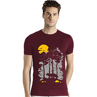 Adro Mens Sun Printed Cotton T-Shirt (Rn22-1-Sun-Mr_Maroon_M)