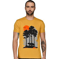 Adro Mens Sun Printed Cotton T-Shirt (Rn22-1-Sun-Mu_Mustard_2Xl)