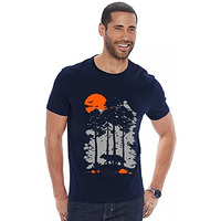 Adro Mens Sun Printed Cotton T-Shirt (Rn22-1-Sun-Nb_Navy_M)