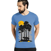 Adro Mens Sun Printed Cotton T-Shirt (Rn22-1-Sun-Sk_Skyblue_M)