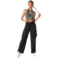 Leriya Fashion Cargo Women Casual Trouser (Lf-Tr976-01_Black, High Rise, Xl