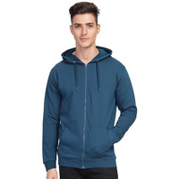 Adro Men's Cotton Neck Hooded Sweatshirt (Zhh-24-Pln-Sb_Teal