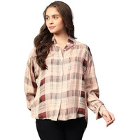 Kotty Women's Oversized Printed Cotton Blend Stylish Looking Shirts(Multicolor,Xl)