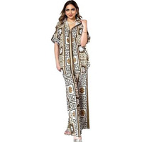 Leriya Fashion Women's Rayon Printed Regular Dress (Lf-W2192&Tr1150_Brown