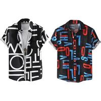 Lookmark Men's Cotton Blend Casual Beach Wear Shirts | Stylish Printed Shirts For Men | Comfortable Summer Wear | Party, Vacation & Daily Casuals (Pack Of 2) (Printed Shirt Adam Black-Alpha-S)