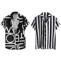 Lookmark Men's Cotton Blend Casual Beach Wear Shirts | Stylish Printed Shirts For Men | Comfortable Summer Wear | Party, Vacation & Daily Casuals (Pack Of 2) (Printed Shirt Adam Black-Zebra-S)