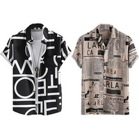 Lookmark Men's Cotton Blend Casual Beach Wear Shirts | Stylish Printed Shirts For Men | Comfortable Summer Wear | Party, Vacation & Daily Casuals (Pack Of 2) (Printed Shirt Adam Black-Noah-S)