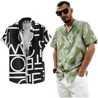 Lookmark Men's Cotton Blend Casual Beach Wear Shirts | Stylish Printed Shirts For Men | Comfortable Summer Wear | Party, Vacation & Daily Casuals (Pack Of 2) (Printed Shirt Adam Black-Breeze-S)