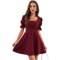 Leriya Fashion Women Soft Lycra Mid-Thigh Length Casual Dress (Lf-W.Dress-Wd1243_Red Medium)
