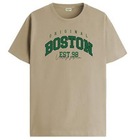 Adro Mens Printed T Shirt - Premium Cotton Graphic Printed Tshirt - Beige T-Shirt - Rn24-Bost-Be-S