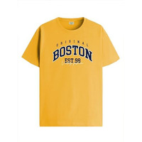 Adro Mens Printed T Shirt - Premium Cotton Graphic Printed Tshirt - Mustard T-Shirt - Rn24-Bost-Mu-M