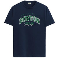 Adro Mens Printed T Shirt - Premium Cotton Graphic Printed Tshirt - Navy Blue T-Shirt - Rn24-Bost-Nb-M