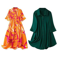 Leriya Fashion Rayon Women Above The Knee Western Dress (Lf-Wd1099&Wd1143_Green&Orange
