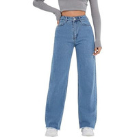 Kotty Womens Straight Button Solid Baggy Jeans(Blue,Xxl)_Kttladiesjeans2827Xxl