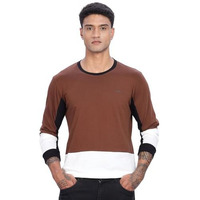 Adro Men Full Sleeve T-Shirt | Premium Cotton Tshirt For Men|Casual Fashion Relaxed Fit Full Sleeve Round Neck Tshirt|Fr24-Brws-M Brown, White