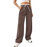 Leriya Fashion Women's High Waist Wide Leg Trousers | Casual & Formal Pants For Women |Loose Fit Track Pants | Gymwear | Cargo Pants | Elegant Office Wear | Stylish Jeans Look (Lf-Tr1168-S-Brown)