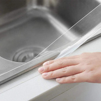 ORZIX Kitchen Sink Platform Sticker Bathroom Corner Tape Wall Sealing Strip,Waterproof Self-Adhesive Kitchen Caulk Tape Bathroom Basin Decorative Trim Wall Caulk Strip Toilet Sealant Tape(Tape)