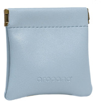 Aropana Self Closing Leather Squeeze Coin Purse Waterproof Portable Earphone AirPods Pouch Mini Storage Jewellery Bag Change Holder for Men & Women (8CM*7.5CM) Light Blue
