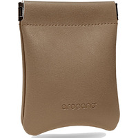 Aropana Self Closing Leather Travel Organiser Earphone AirPods Case Cosmetic Makeup Pouch Jewellery Bag Contact Lens Pouch Card Holder Mini Wallet for Men & Women (8.5CM  11CM) Coffee Brown