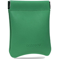 Aropana Self Closing Leather Pouch Portable Earphone AirPods Pouch Mini Storage Jewellery Bag Coin Card Holder for Men & Women (8.5CM  11CM) Emarald Green