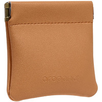 Aropana Self Closing Leather Squeeze Coin Purse Waterproof Portable Earphone AirPods Pouch Mini Storage Jewellery Bag Change Holder for Men & Women (8CM*7.5CM) Brown