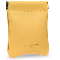Aropana Self Closing Leather Travel Organiser Earphone AirPods Case Cosmetic Makeup Pouch Jewellery Bag Contact Lens Pouch Card Holder Mini Wallet for Girls & Women (8.5CM  11CM) Bright Yellow
