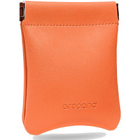 Aropana Self Closing Leather Pouch Portable Earphone AirPods Pouch Mini Storage Jewellery Bag Coin Card Holder for Men & Women (8.5CM  11CM) Mandarin Orange