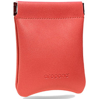 Aropana Self Closing Leather Pouch Portable Earphone AirPods Pouch Mini Storage Jewellery Bag Coin Card Holder for Men & Women (8.5CM  11CM) Classic Red